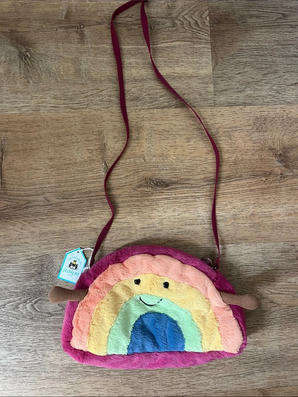 Jellycat Multicolor Plush Rainbow Crossbody Bag in Pink